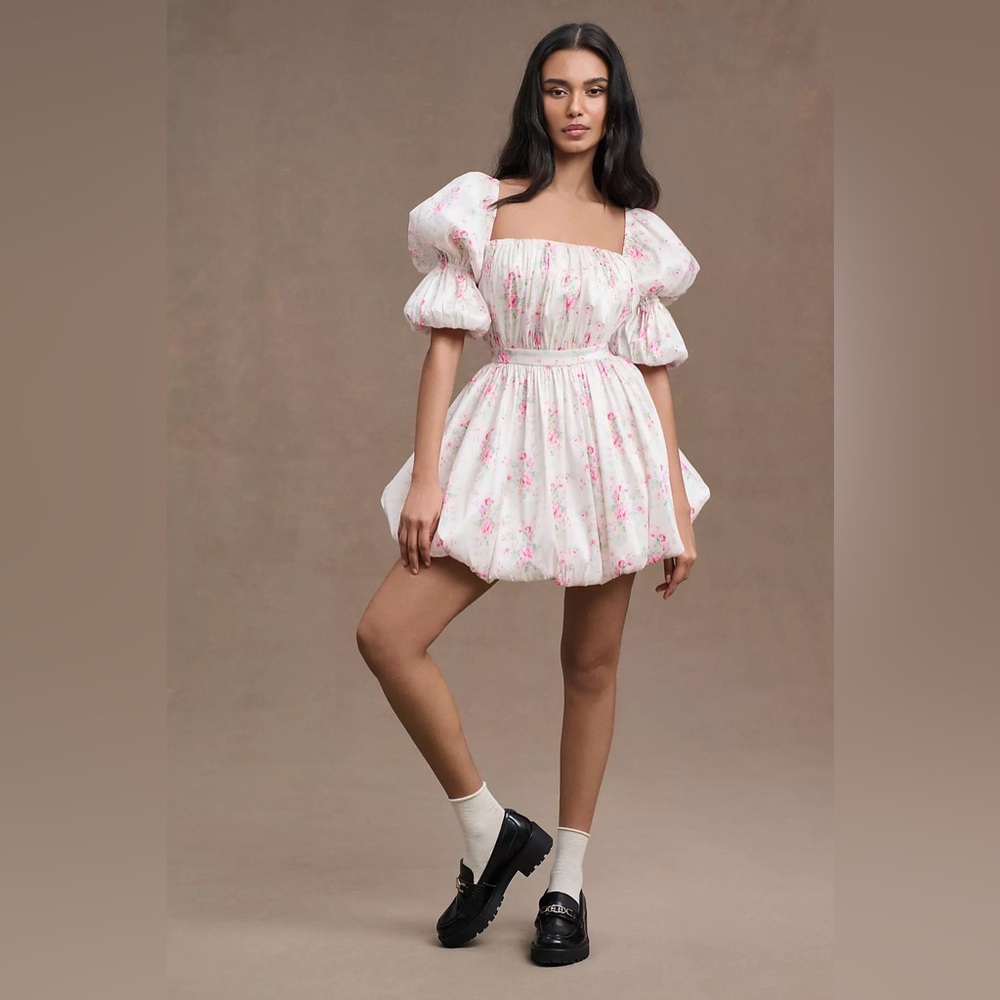 Floral Puff Sleeve Mini Dress